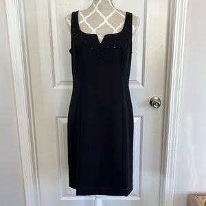 Randi May Sears bead/sequin accent chiffon black dress size lg
